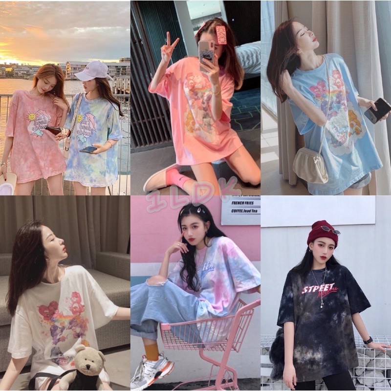 รูปภาพสินค้าแรกของ1LDK  พร้อมส่ง เสื้อยืดผู้หญิง เสื้อแฟชั่น คอกลมแขนสั้นลายการ์ตูน น่ารักๆสีสันสดใส (GX)