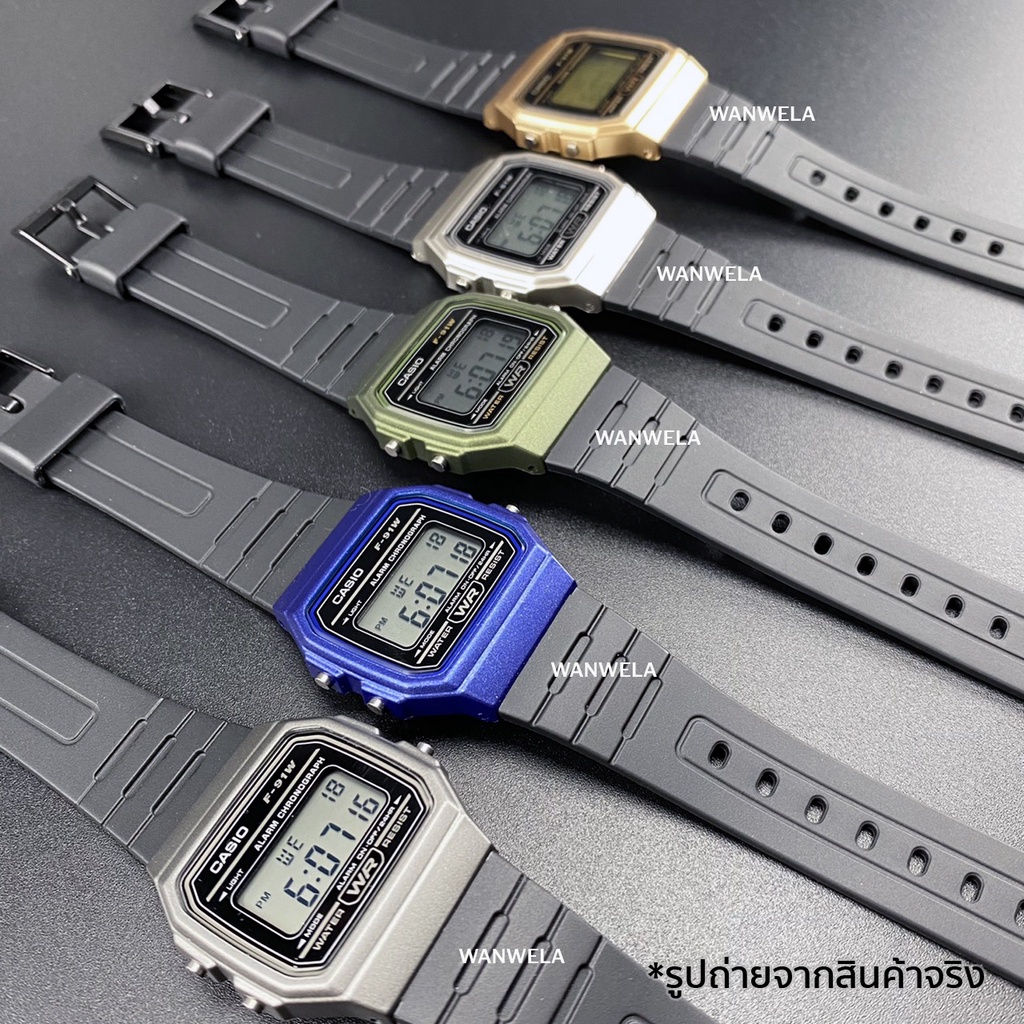 สมาร์ทวอทช์-นาฬิกาโทรศัพท์-ใส่โค้ดลดเพิ่ม-ของแท้-นาฬิกาข้อมือ-casio-รุ่น-f-91-f-91wm-พร้อมกล่อง