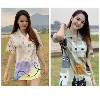 Curve SET38 เสื้อเชิ้ต เสื้อฮาวาย ลายCartoon แฟชั่น ใส่สบาย มีไซส์ S/M/L/XL/2XL