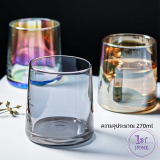 ถ้วยแก้ว สั้นสีโฮโลแกรม พร้อมส่ง แก้วสีรุ้ง ของขวัญวันเกิด glass cup