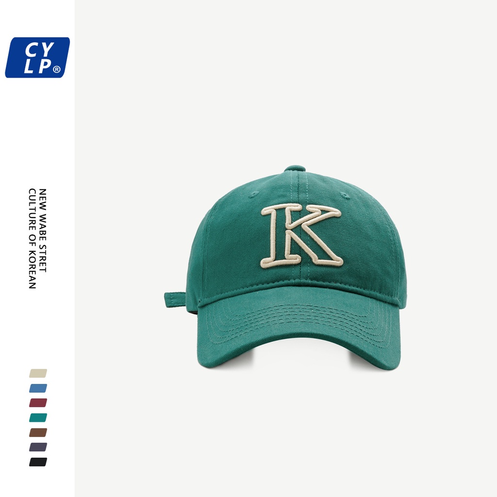 หมวกเบสบอล-แบบนิ่ม-ปักลายตัวอักษร-k-แบบเรียบง่าย-สไตล์เกาหลี