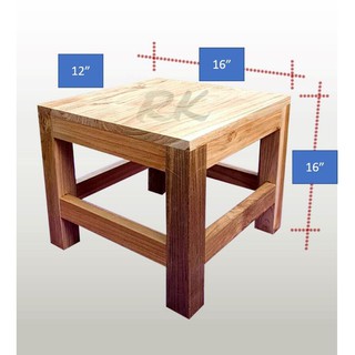 เก้าอี้ไม้สัก 12"×16"×16"พี้น 2 ชั้น