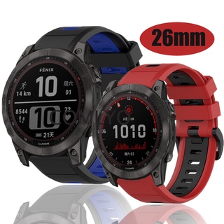 สายนาฬิกาข้อมือซิลิโคน 26 มม. สําหรับ Garmin Fenix 7X 6X Pro Solar Enduro 5 5X Plus 3HR Descent MK1 Mk2 Mk2i