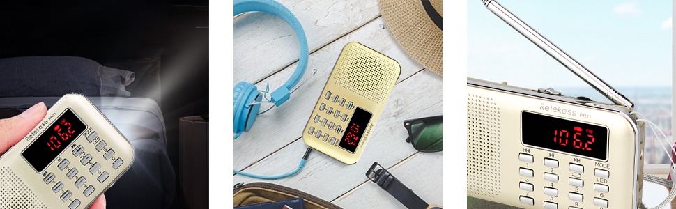 ภาพประกอบคำอธิบาย Retekess PR11 เครื่องเล่น MP3 วิทยุ FM AM ดิจิทัล แบบพกพา สีแดง และสีทอง