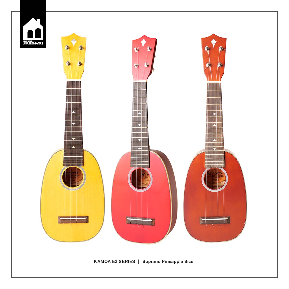 kamoa-ukulele-e3-pineapple-อูคูเลเล่ไม้แท้ทั้งตัว-ยี่ห้อคามัว-ไซซ์โซพราโน่-ทรงสับปะรด