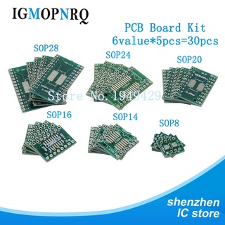 ชุดบอร์ดอะแดปเตอร์แปลง PCB SOP24 SOP8 SOP14 SOP16 SOP20 SOP28 SMD Turn To DIP SOP 8 14 16 20 24 28 igmo 30 ชิ้น