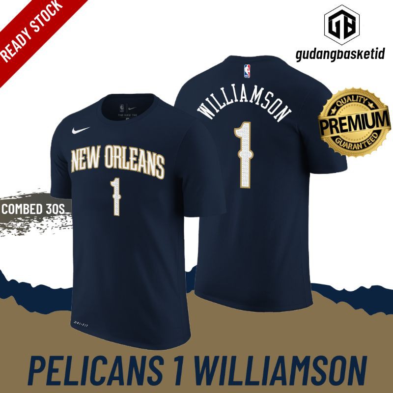 เสื้อยืดพิมพ์ลายแฟชั่นเสื้อยืด-nike-nba-basketball-gametime-new-orleans-1-williamson-sports-pelicans-สําหรับผู้ชาย