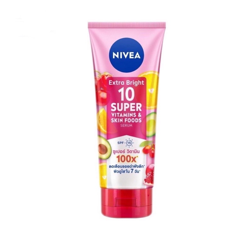 หลอดใหญ่-nivea-extra-bright-10-super-vitamins-amp-skin-foods-body-serum-นีเวียเอ็กซ์ตร้าไบรท์-10-ซูเปอร์วิตามิน