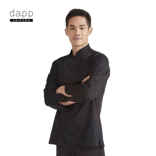 สินค้า dapp Uniform เสื้อเชฟ แขนยาว แบบซิป เจฟ Jeff Black Zipper Longsleeves Chef Jacket สีดำ(TJKB1004)