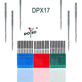 สินค้า เข็มจักรอุตสาหกรรม DOTEC DP*17 สำหรับจักรตีนตะกุย จักรกระบอกกุ้น (ห่อละมี10เล่ม)