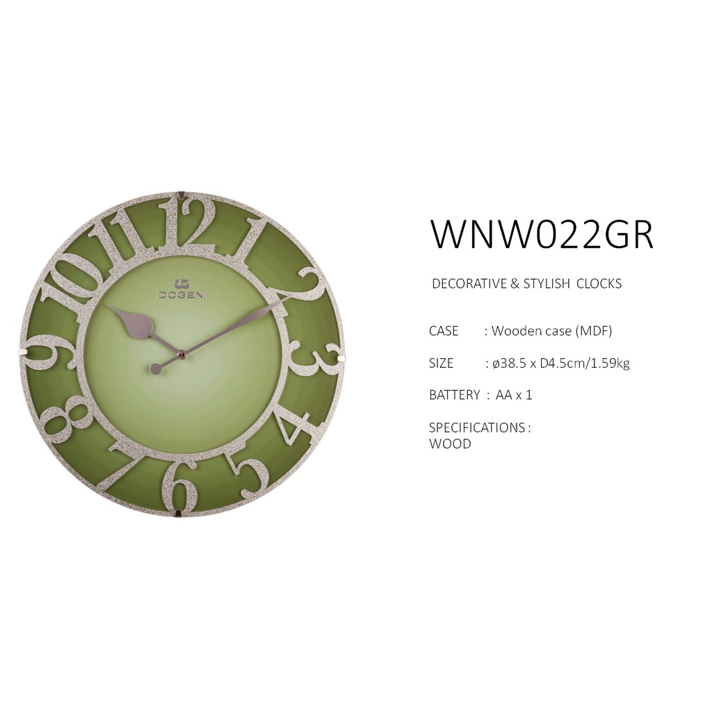dogeni-นาฬิกาแขวน-รุ่น-wnw022gr-นาฬิกาแขวนผนัง-นาฬิกาติดผนัง-ตัวเลขนูน-3-มิติ-ดีไซน์เรียบหรู-dekojoy