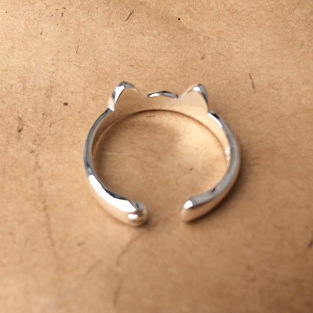 แหวนชุบเงิน-แท้-s925-รูปหูแมว-ปรับได้-สําหรับผู้หญิง