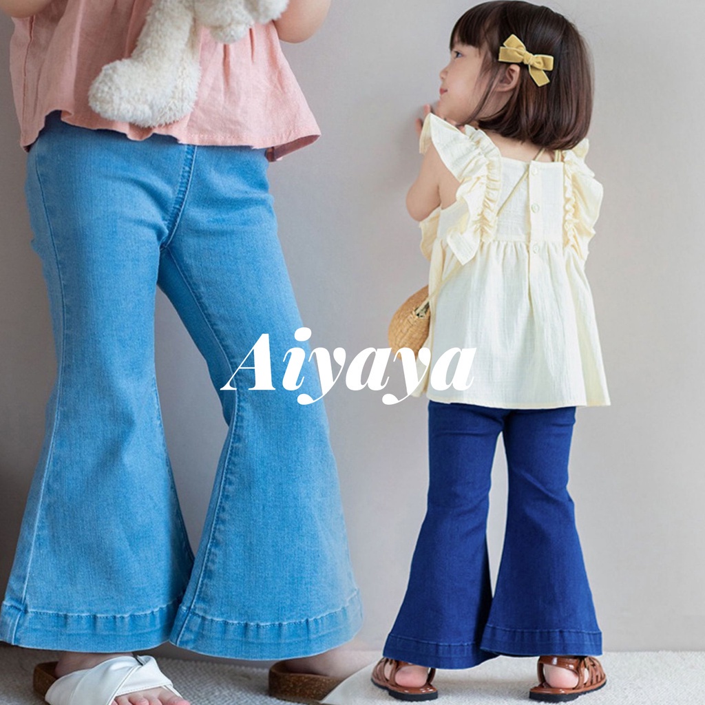 ภาพหน้าปกสินค้าAiyaya กางเกงยีนส์ กางเกงยีนเด็กผู้หญิง กางเกงขาบานเด็กผู้หญิง กางเกงยีนส์ยืด ทรงสลิม288