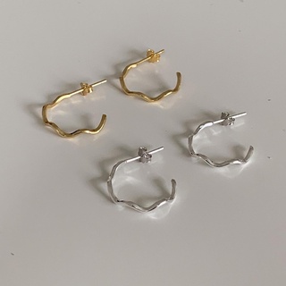ทองปลอม แหวนแฟชั่น A.piece ต่างหูเงินแท้ [all silver 925 with 14K gold plated] plain hoops (15)