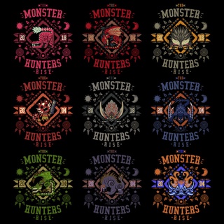 เสื้อยืดผู้ชาย Monster Hunter Rise Joint เสื้อยืดสวิทช์เกมอุปกรณ์ต่อพ่วงเสื้อผ้าการพิมพ์สองมิติ Ins Tide แบรนด์แขนสั้น M