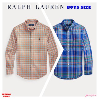 RALPH LAUREN PLAID COTTON POPLIN SHIRT ( BOYS SIZE 8-20 YEARS )