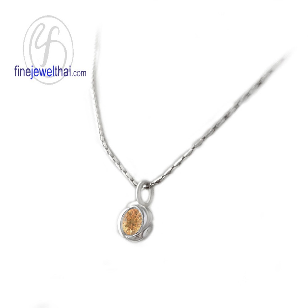 finejewelthai-จี้ซิทริน-ซิทริน-จี้พลอย-พลอยประจำเดือนเกิด-citrine-silver-pendant-birthstone-p1054ct00e