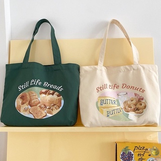 bangkoklist(BA1784) กระเป๋าผ้าใบใหญ่ Still Life Breads &amp; Donuts