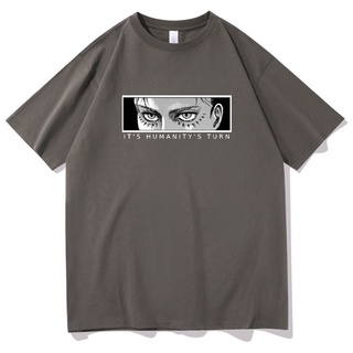 T-shirt  เสื้อยืดแขนสั้น พิมพ์ลาย Titan Attack Eren Jaeger Eyes โอเวอร์ไซซ์ สไตล์เกาหลี แฟชั่นสําหรับผู้ชาย และผู้หญิงS-