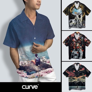 Curve SET19 เสื้อเชิ้ต เสื้อฮาวาย ลำลอง ลายอาร์ตๆ Dark Dark แบบแฟชั่น ทรงสวย unisex หญิง ชาย ใส่สบาย ไซส์ S,M,L,XL,2XL