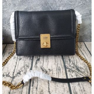 กระเป๋าสะพาย COACH Refined Calf Leather Hutton Shoulder Bag Black (F89068)