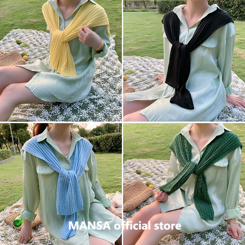 ภาพหน้าปกสินค้าMANSA ผ้าพันคอผ้าคลุมไหล่ถัก knitted shawl scarf จากร้าน mansa.official.store บน Shopee