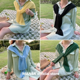 ภาพขนาดย่อของภาพหน้าปกสินค้าMANSA ผ้าพันคอผ้าคลุมไหล่ถัก knitted shawl scarf จากร้าน mansa.official.store บน Shopee
