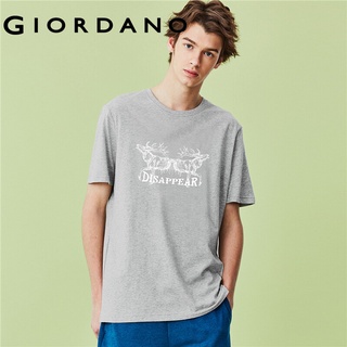 Giordano Men T-Shirts Printed Solid T-Shirts Short Sleeves Crewneck T-Shirts Extinction Crisis Series