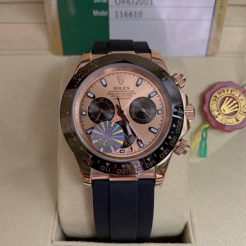 นาฬิกาdaytona-everose-gold-116515ln-pink-and-black-grade-original-size-40mm-amp-44mmพร้อมกล่องอุปกรณ์ครบชุด