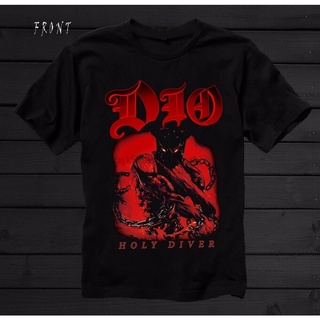 เสื้อยืดผ้าฝ้ายพิมพ์ลายขายดีGildan เสื้อยืด พิมพ์ลาย Dio-Santa Diver-American Heavy Metal Band ขนาดใหญ่ สีดํา