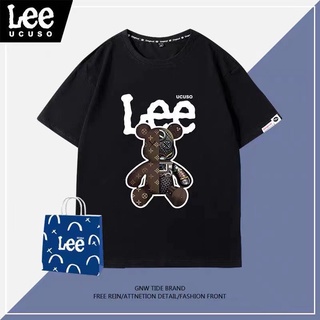 เสื้อยืดแขนสั้น คอกลม แบบบาง พิมพ์ลายหมี แฟชั่นฤดูร้อน สําหรับคู่รัก