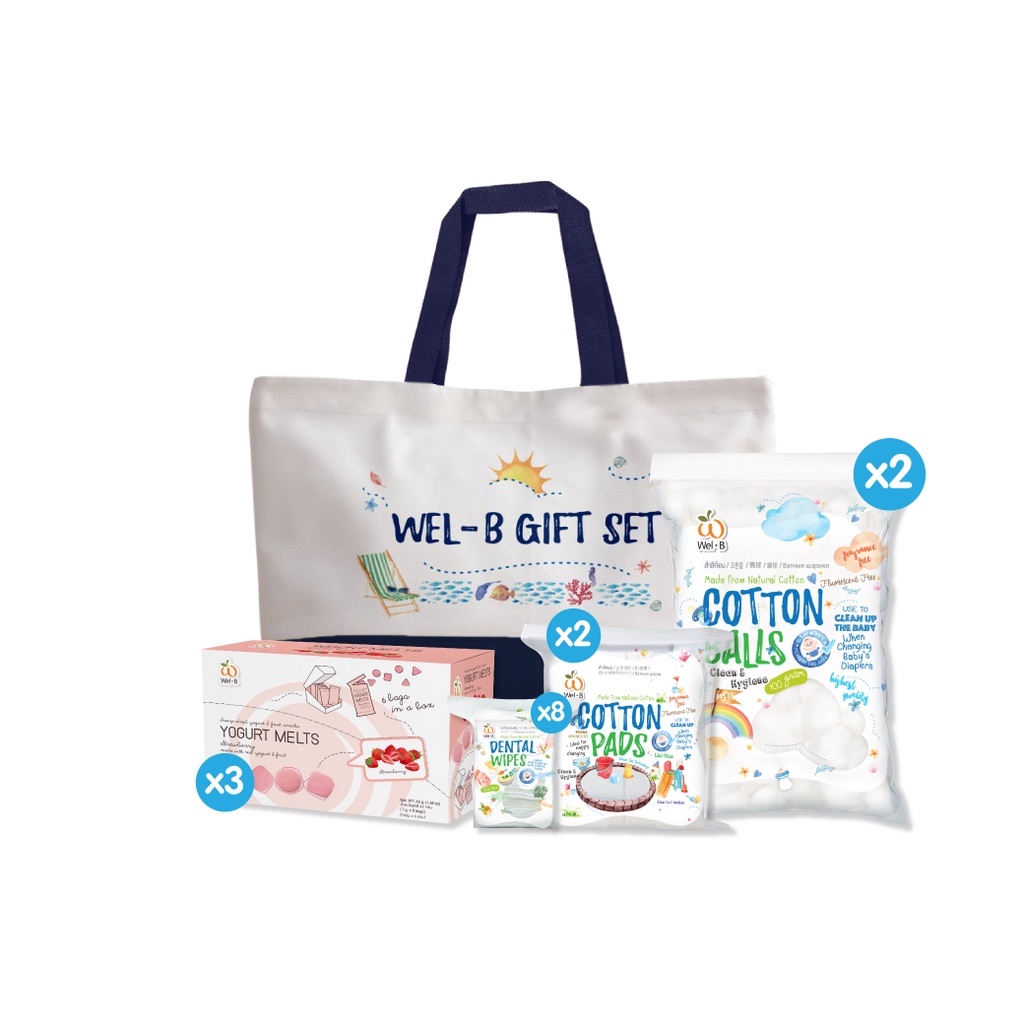ราคาและรีวิวWel-B​ Gift Set "Sea" เวลบี กระเป๋าของขวัญ รุ่น "ทะเล"-พิมพ์ชื่อได้ ของใช้เด็กอ่อน ของขวัญ
