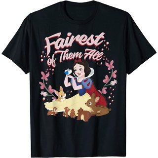 เสื้อยืดผ้าฝ้ายพรีเมี่ยม เสื้อยืด พิมพ์ลายกราฟฟิค Disney Snow White Fairest Flower Wreath