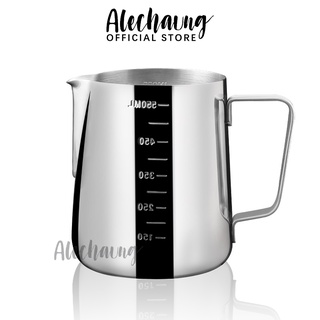 Alechaung แก้วตีฟองนม ฟองนม เหยือกตีฟองนม สแตนเลสเหยือกทำฟองนม 350ml /550ml แบบสแตนเลส304 สำหรับชงกาแฟ Coffee Cup