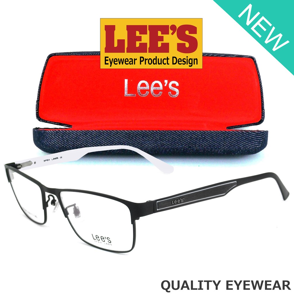 lees-แว่นตา-รุ่น-50613-c-20-สีดำตัดขาว-กรอบเต็ม-ขาสปริง-วัสดุ-สแตนเลส-สตีล-สำหรับตัดเลนส์-กรอบแว่นตา-eyeglasses