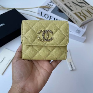 Chanel wallet โลโก้ใหญ่ ตัวใหม่ สีเลม่อน Grade vip  อปก.Fullboxset