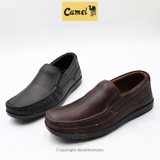 Camel รองเท้าคัทชูทางการ หนังแท้ โลฟเฟอร์ หนังนิ่ม เย็บพื้น รุ่น CM104  (สีดำ น้ำตาล) ไซส์ 40-45