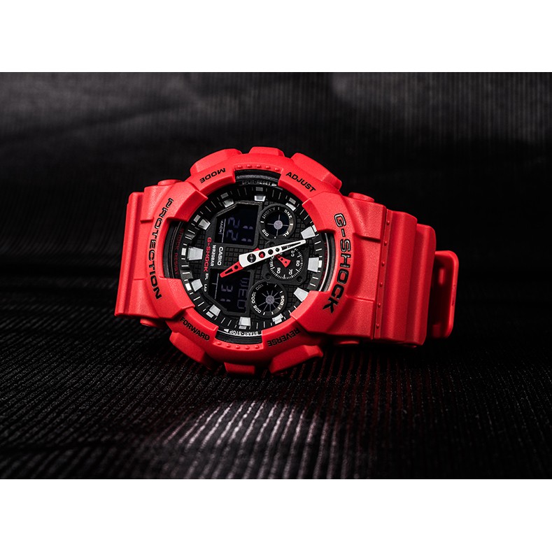 นาฬิกา-g-shock-แท้-casio-g-shock-แดงแฟชั่นกีฬาผู้ชายนาฬิกา-ga-100b-4a