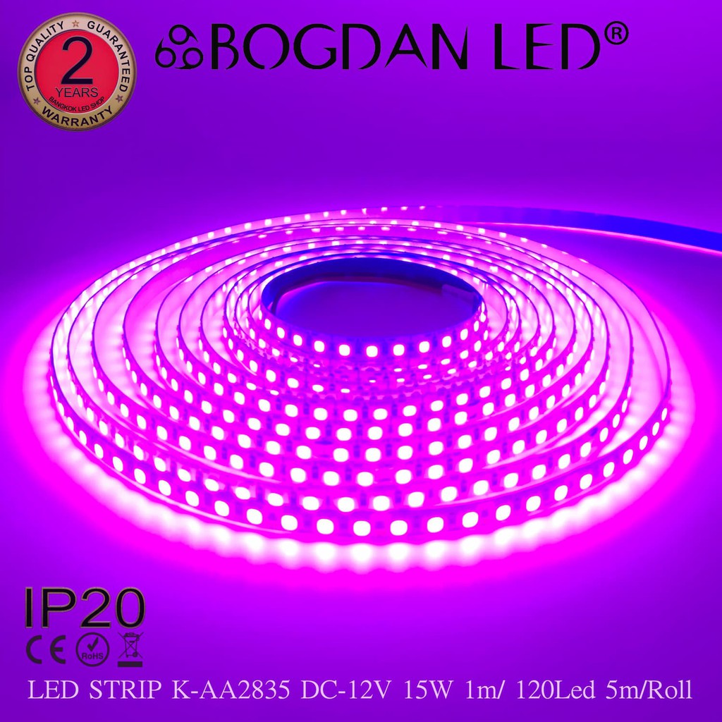 led-strip-k-aa2835-120-pink-dc-12v-15w-1m-ip20-ยี่ห้อbogdan-led-แอลอีดีไฟเส้นสำหรับตกแต่ง-600led-5m-75w-5m-grade-a