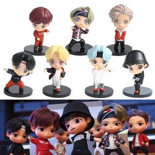 ตุ๊กตาฟิกเกอร์ PVC รูปการ์ตูน BTS Tinytan สําหรับตกแต่งเค้กวันเกิด จํานวน 7 ชิ้น ต่อชุด