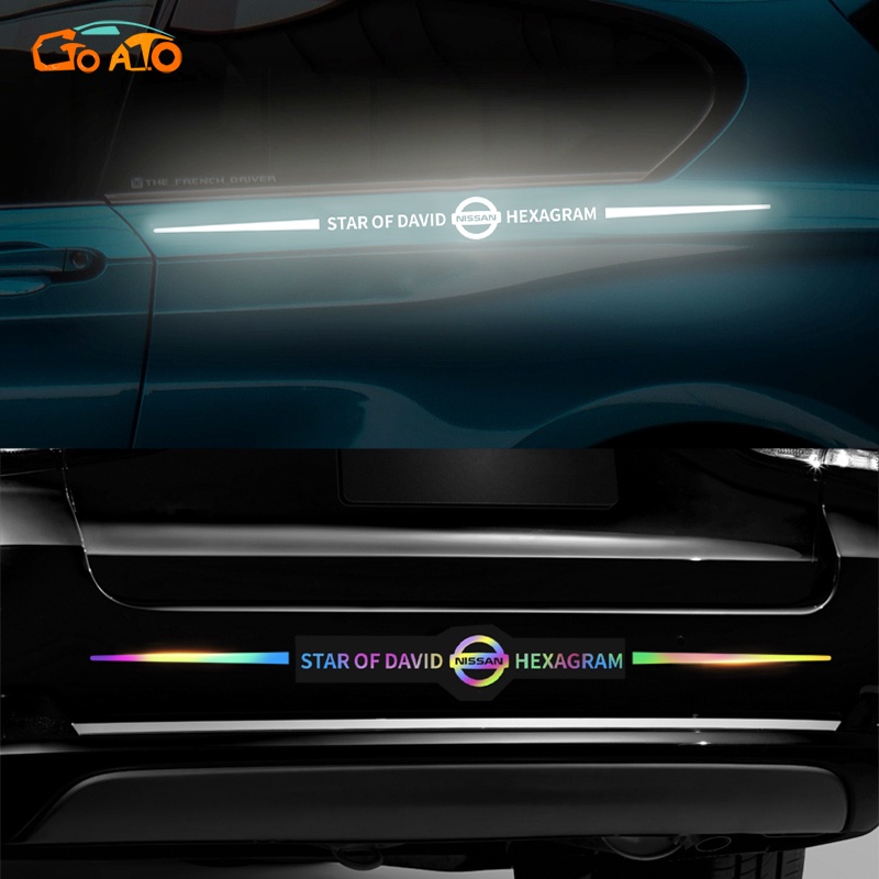 ภาพหน้าปกสินค้าGTIOATO สติกเกอร์เลเซอร์สะท้อนแสง กันน้ํา สติกเกอร์ติดรถ สีสันสดใส สติกเกอร์ติดรถสะท้อนแสง อุปกรณ์ตกแต่งรถยนต์ สำหรับ Nissan March Almera Navara Tiida นิสสันมาร์ช Titan นิสสันอัลเมร่า นิสสัน Sylphy JUKE Terra อัลเมร่า X Trail มาร์ช Teana