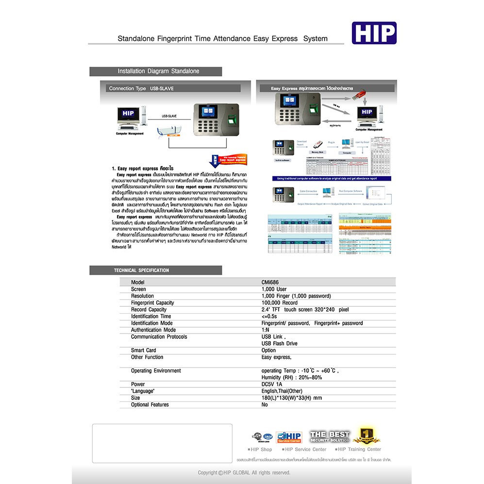 hip-เครื่องสแกนลายนิ้วมือสำหรับบันทึกเวลาทำงาน-รุ่น-cmi686