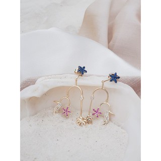 Earring golden tropical ต่างหู เครื่องประดับแฟชั่น