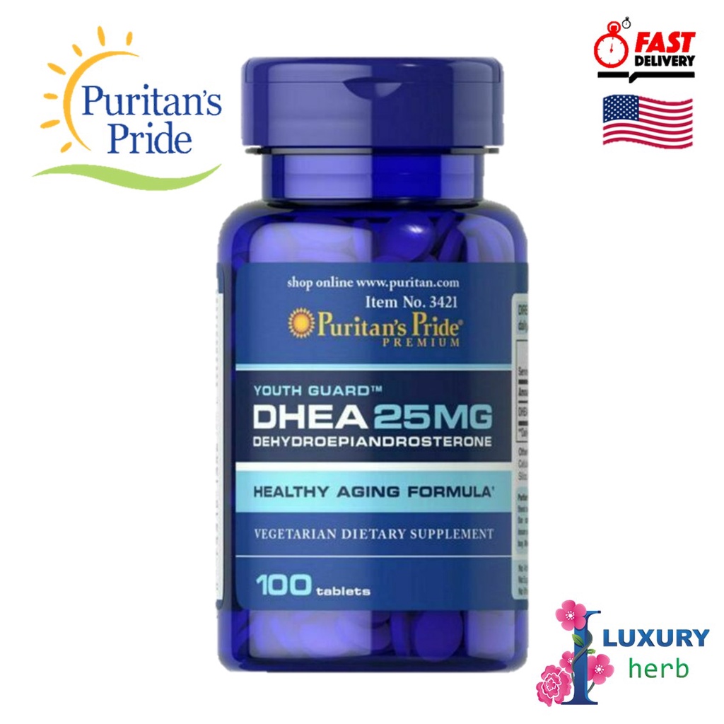 ภาพหน้าปกสินค้าPuritans Pride DHEA 25 mg / 100 Tablets exp08/2025 จากร้าน iluxuryherb บน Shopee