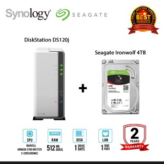 Synology DS120j 1-bay NAS + 1 x Seagate Ironwolf 4TB/6TB/8TB