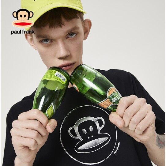 เสื้อยืดแขนสั้นพิมพ์ลายลิง-paul-frank-สไตล์เกาหลีสําหรับผู้ชาย-เสื้อยืดคอกลมผ้าฝ้าย