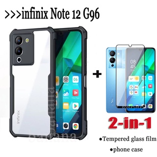 2in1 เคส สําหรับ INFINIX Note 12 G96 เคสโทรศัพท์อะคริลิค และฟิล์มกระจกนิรภัย