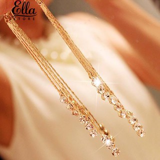 เลดี้ Elegant ค๊อกเทล Dangle Tassels โซ่วางหูต่างหู Linear