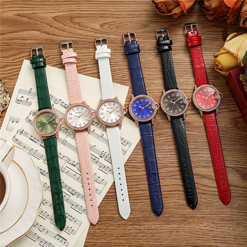 ภาพสินค้านาฬิกาข้อมือควอตซ์ สายหนัง ประดับเพชรเทียม ลําลอง แฟชั่นสําหรับผู้หญิง จากร้าน vansvar.th บน Shopee ภาพที่ 3