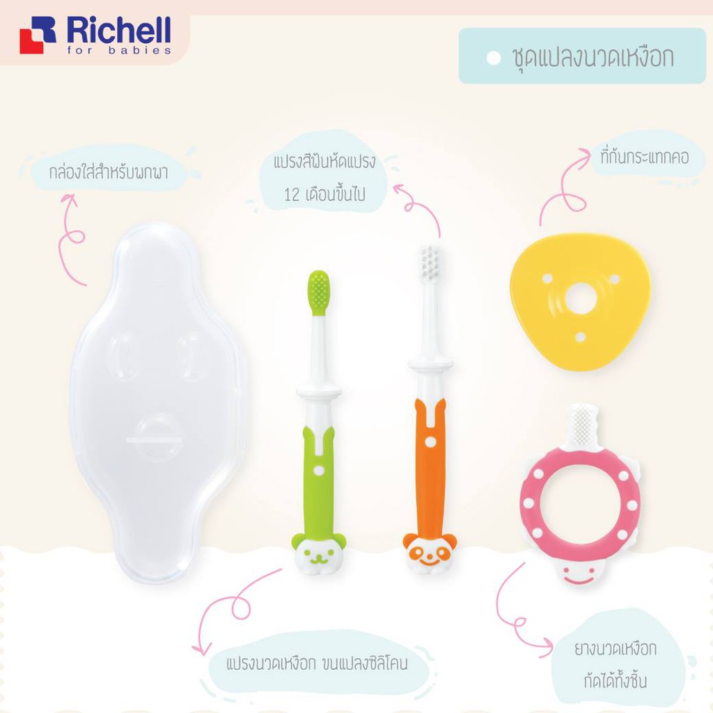 richell-ชุดแปรงสีฟันสำหรับเด็ก-training-toothbrush-set-no-200703